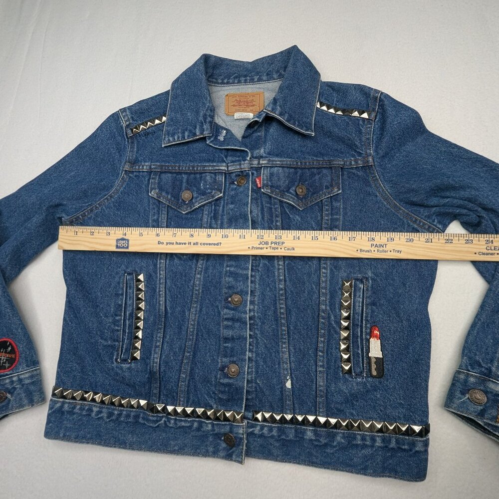 RARE Vintage Levi's Button Up Denim Jacket Metallic Pyramid-Shaped Sz L - Picture 5 of 7